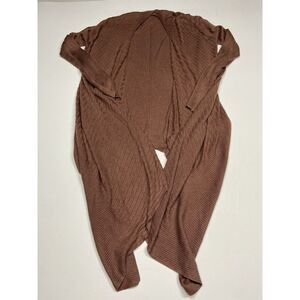 zuda Ecovero Open‎ Front Cardigan Rib Detail Women's Top Sweater Sz S Brown